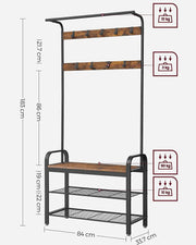 The Shopsite Home-living Wooden Coat Rack with Shelves Hooks by VASAGLE Wooden Coat Rack with Shelves Hooks by VASAGLE