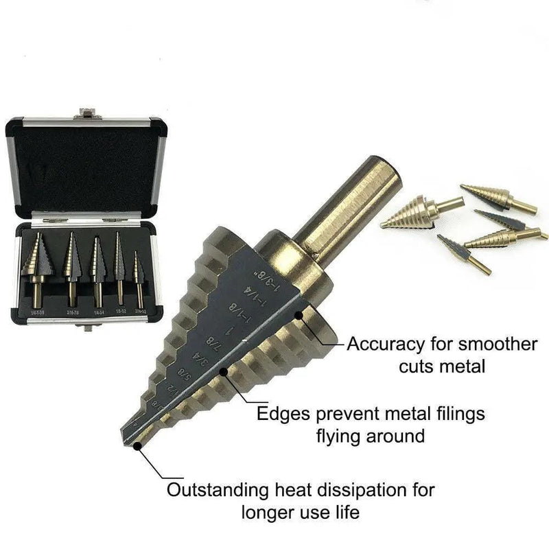 5PCS HSS Step Steel Cone Drill Titanium Bits Set – view 5