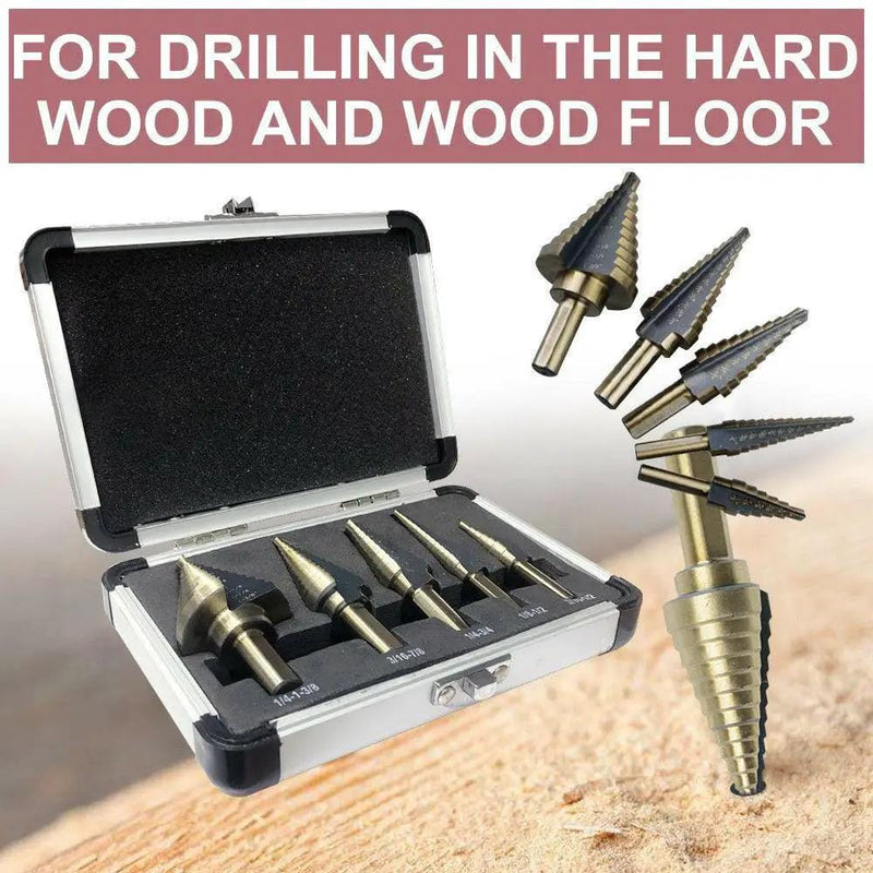 5PCS HSS Step Steel Cone Drill Titanium Bits Set – view 7