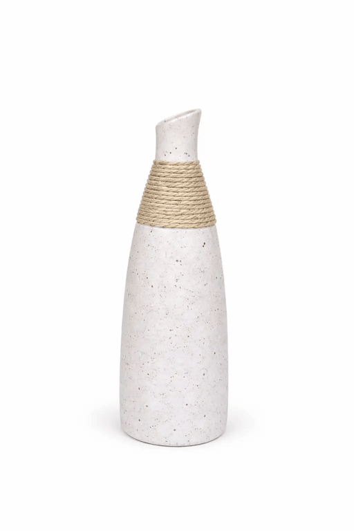 Frankly Cotton Mini Speckled Textured Ceramic Vase With Twine Neck – view 2