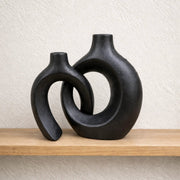 Modern Black Sculptural Ceramic Vase Set For Contemporary Home Decor – view 1