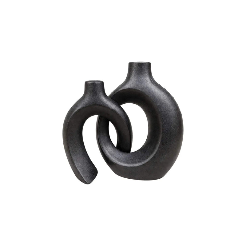 Modern Black Sculptural Ceramic Vase Set For Contemporary Home Decor – view 2