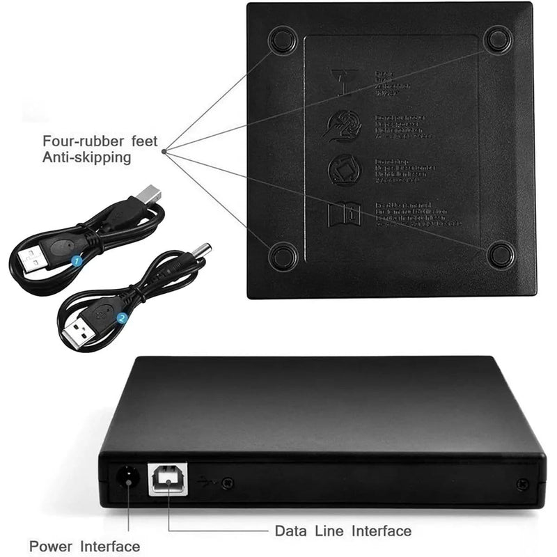 USB External CD DVD ROM Writer Burner Player Drive PC Laptop for Windows Mac – view 3