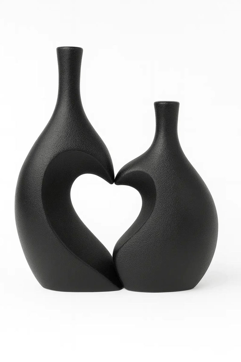Frankly Cotton Heart Unity White Ceramic Vase Pair – view 4