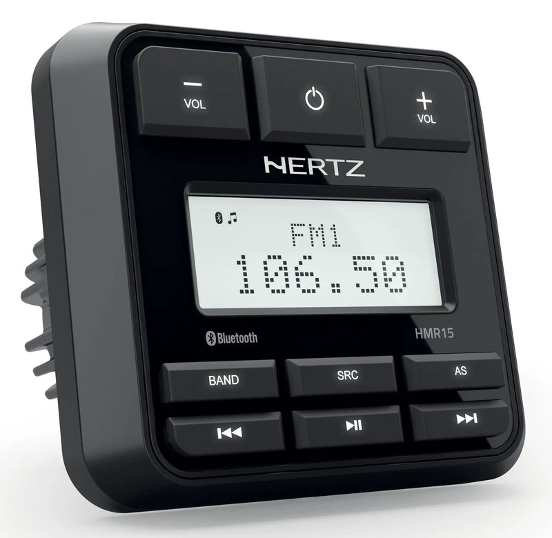 Hertz HMR 15 Marine Head Unit With Bluetooth And Compact Square Display – view 1