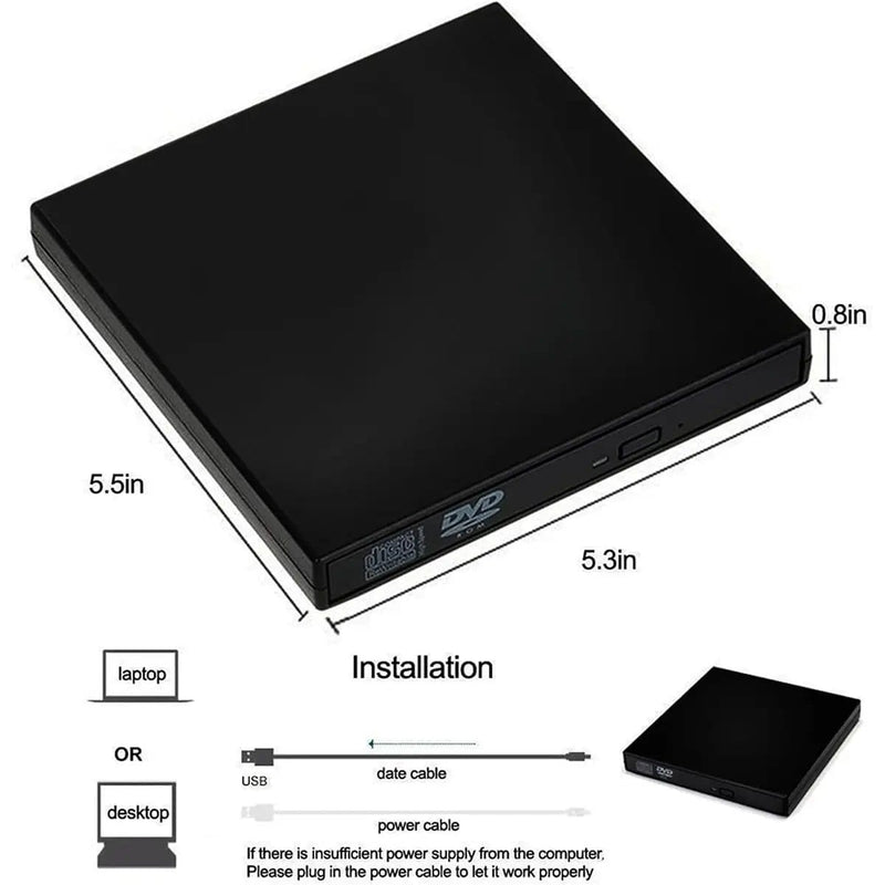 USB External CD DVD ROM Writer Burner Player Drive PC Laptop for Windows Mac – view 4
