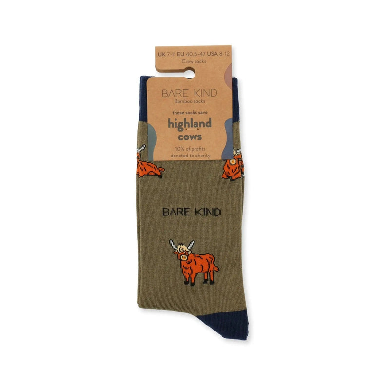 Barekind NZ Socks Save the Green Highland Cow Bamboo Socks Save the Green Highland Cow Bamboo Socks