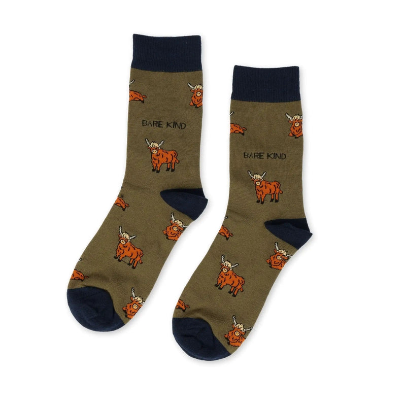 Barekind NZ Socks Save the Green Highland Cow Bamboo Socks Save the Green Highland Cow Bamboo Socks