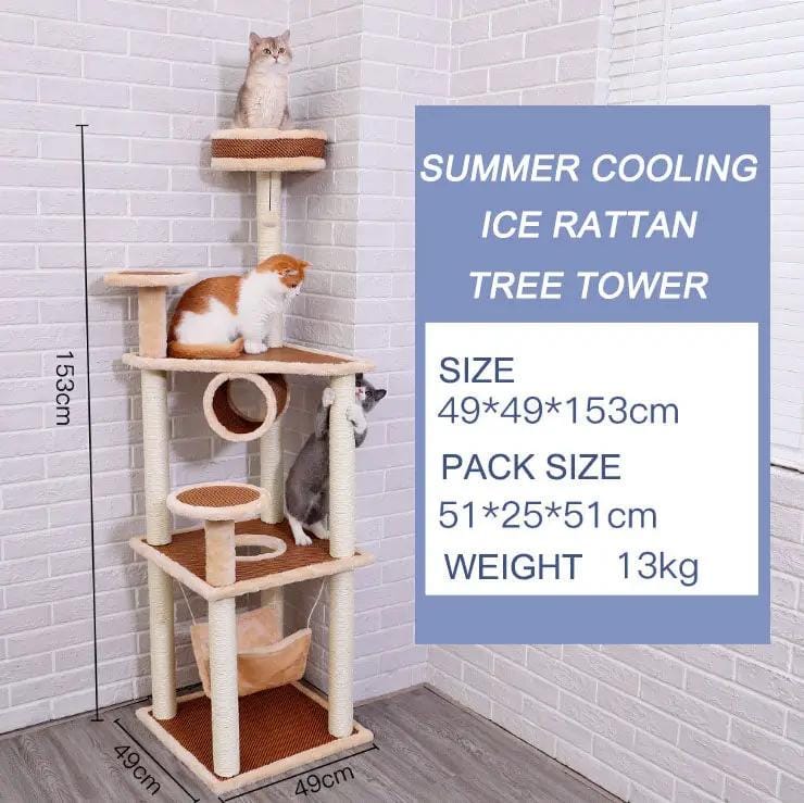 Summer Cooling Ice Rattan Activity Centre Cat Scratching Post Condo Treehouse – view 1
