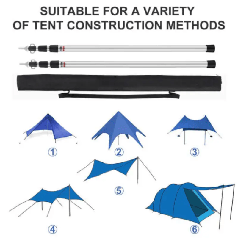 salelink.co.nz Unbranded 2PCS Camping Tarp Poles Two Pcs Aluminum Camping Tarp Poles Telescoping
