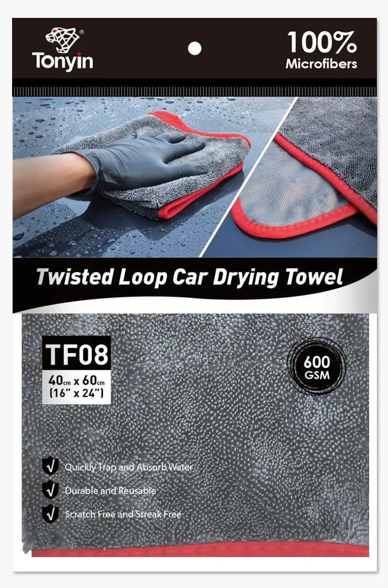 Racing Pro NZ Ltd TONYIN TWISTED LOOP CAR DRYING TOWEL (40x60cm 600gsm) TONYIN TWISTED LOOP CAR DRYING TOWEL (40x60cm 600gsm)