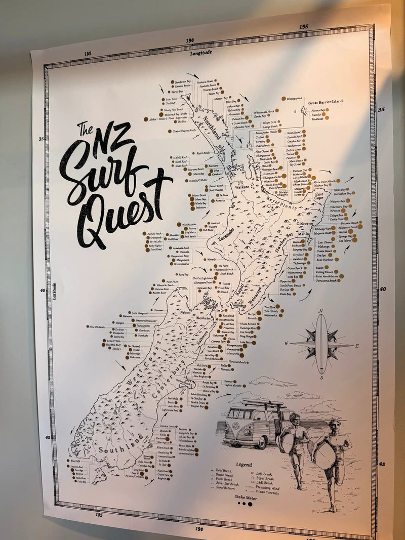 Moana SUP and Surf Surfing Guide Book NZ Surf Quest Map NZ Surf Quest Map
