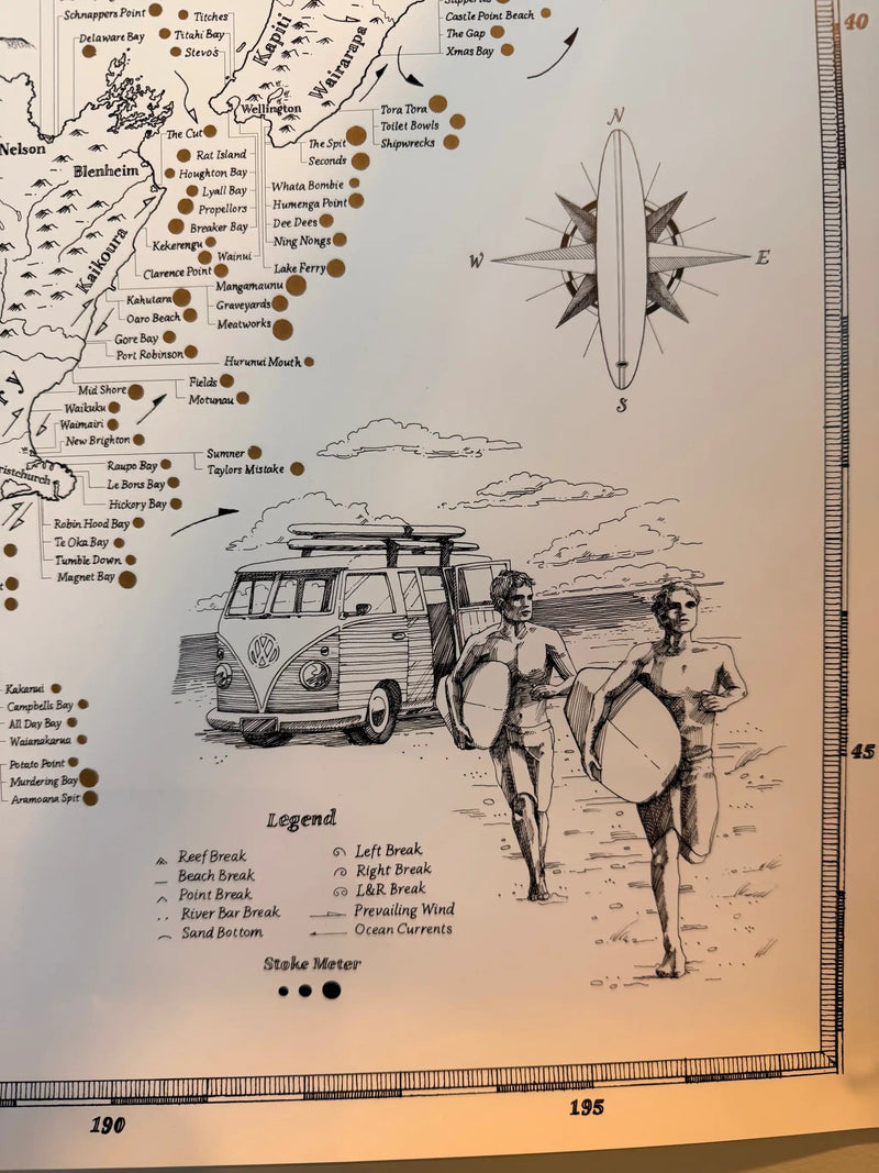 Moana SUP and Surf Surfing Guide Book NZ Surf Quest Map NZ Surf Quest Map
