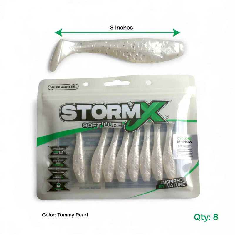 WISE ANGLER Soft Lure StormX™ Cyclone Minnow  3" Soft Lure StormX Cyclone Minnow Three Inch Soft Lure