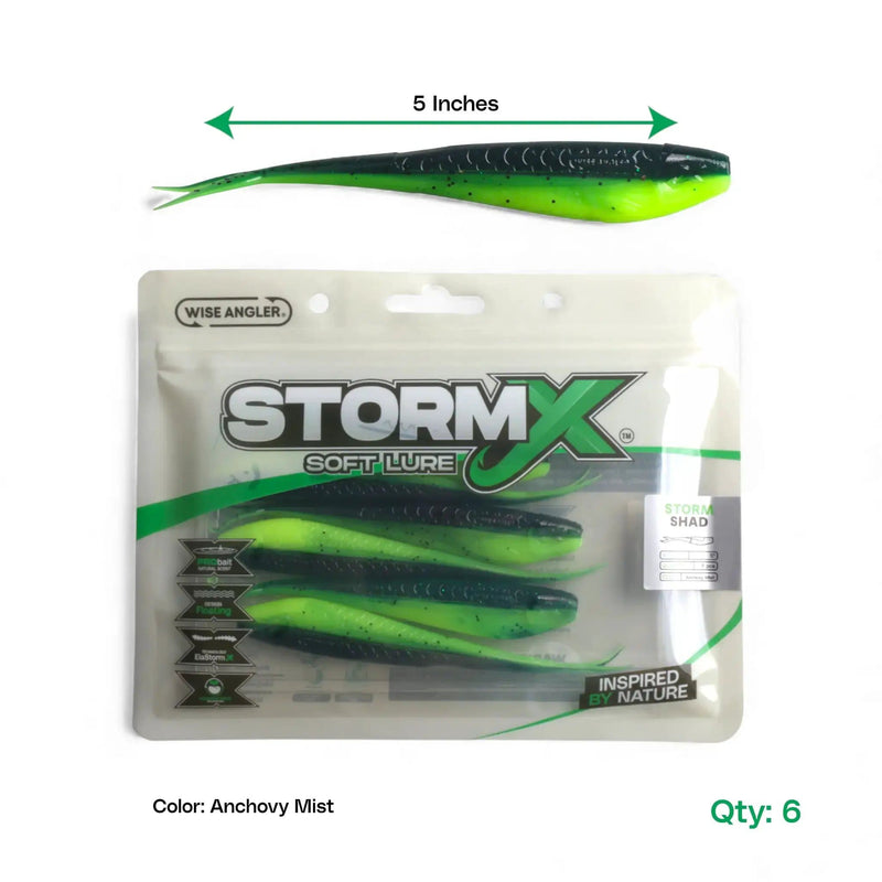 WISE ANGLER Soft Lure StormX™ Storm Shad 5" Soft Lure StormX Storm Shad 5 Inch Floating Soft Snapper Lure