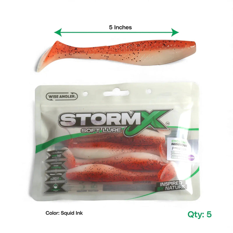 WISE ANGLER Soft Lure StormX™ Cyclone Minnow 5" Soft Lure StormX Cyclone Minnow 5 Inch Soft Lure Bait