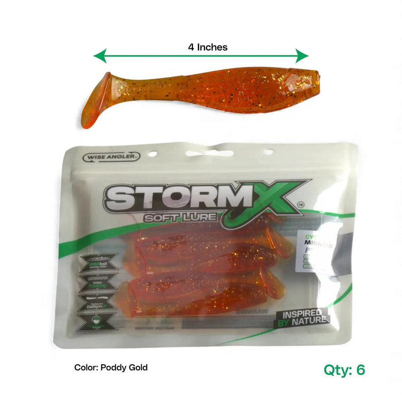 WISE ANGLER Soft Lure StormX™ Cyclone Minnow  4" Soft Lure StormX Cyclone Minnow 4 Inch Soft Lure Saltwater
