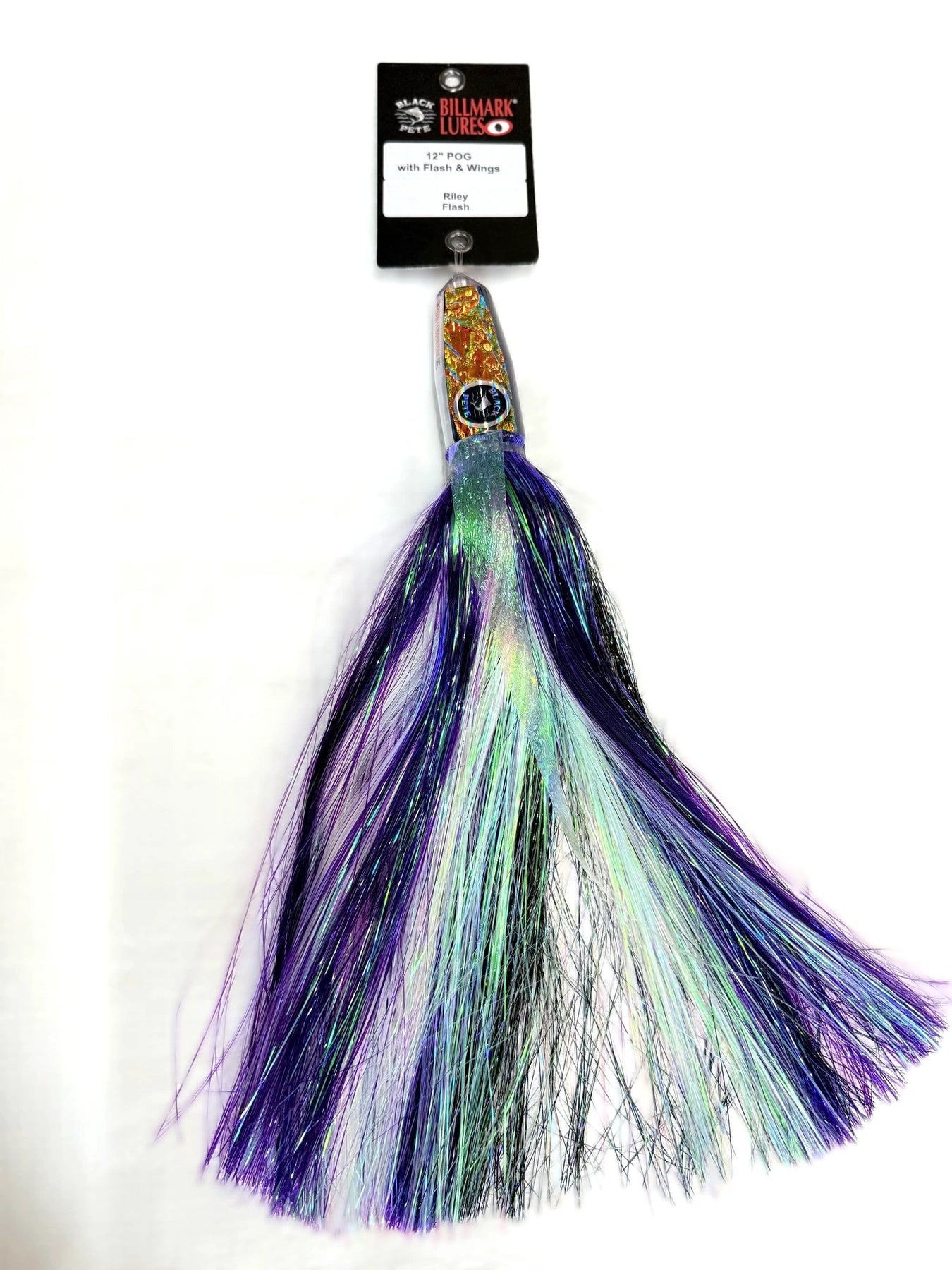 Black Pete Lure 12 inch POG Bullet Flash and Wing Black Pete 12 Inch POG Bullet Lure Marlin And Tuna