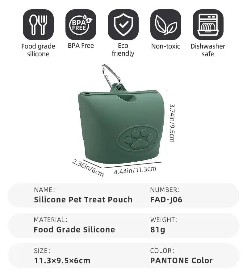 DogTreatNZ Silicone Dog Treat Pouch On The Go Training Accessory Silicone Dog Treat Pouch On The Go Training