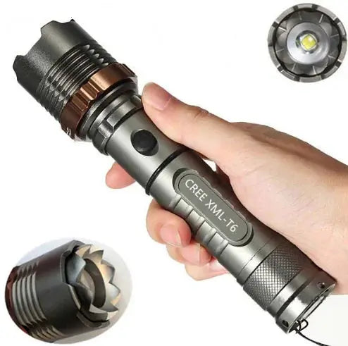 T6 LED Tactical Flashlight - Adjustable Focus Rechargeable Torch with 5 Modes – view 5