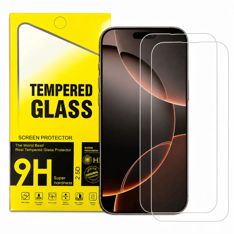 techplus IPhone 14 Pro Clear Tempered Glass Screen Protector 2 Pack 9H 2.5D Edge iPhone 14 Pro Tempered Glass Screen Protector 2 Pack