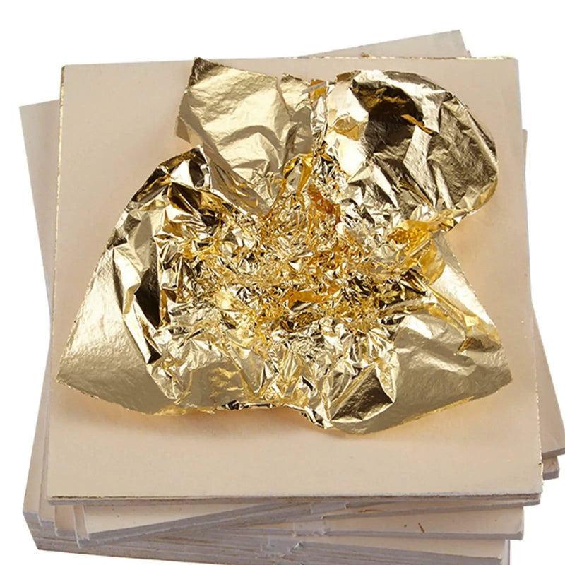 100 Sheets Gold Leaf Foil Paper Gilding Art Craft 14x14cm – view 1
