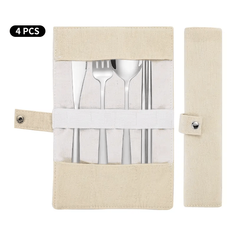 Korean Style Stainless Steel Outdoor Cutlery Set with Storage Box or Bag PJL2011 by ECOTREK