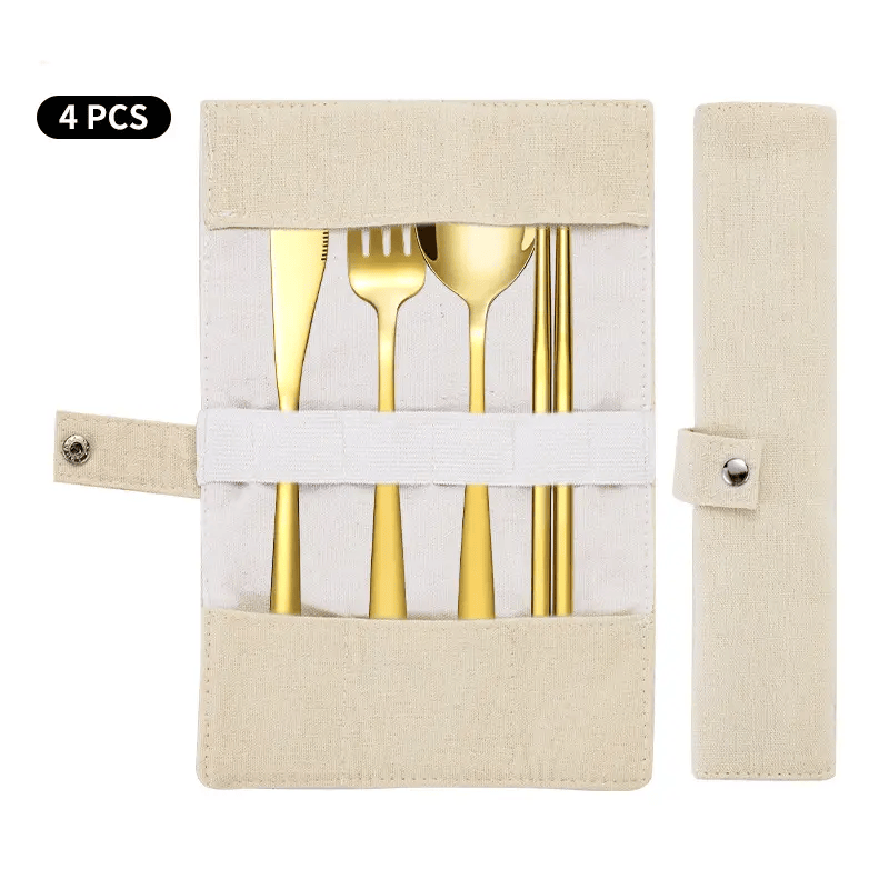 Korean Style Stainless Steel Outdoor Cutlery Set with Storage Box or Bag PJL2011 by ECOTREK