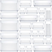salelink.co.nz Unbranded 25PCS Drawer Organizer Set 25 Piece Drawer Organizer Set Clear Plastic Trays