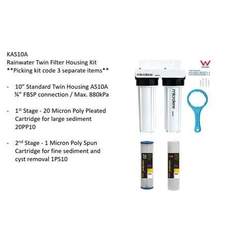 Davey Microlene KAS10A Whole House Water Filter - 2 Stage Rainwater, 10" Standard Housings NZ – view 2