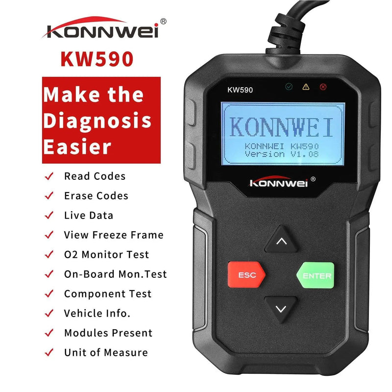 KONNWEI KW590 OBDII Diagnostic Scanner Vehicle Engine Diagnosis Code Reader – view 3