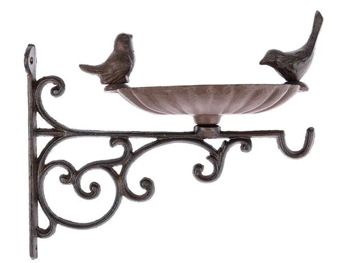 Loveliving Furniture 2 Set Cast Iron Bird Bath/Feeder with Wall Bracket 2 Set Cast Iron Bird Bath/Feeder with Wall Bracket