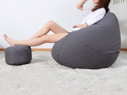 Loveliving Bean Bag Bean Bag Chair with Footstool- Dark Grey Bean Bag Chair with Footstool- Dark Grey