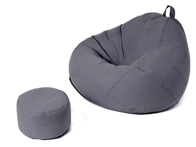 Loveliving Bean Bag Bean Bag Chair with Footstool- Dark Grey Bean Bag Chair with Footstool- Dark Grey