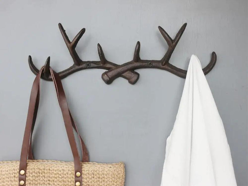 Loveliving Furniture Cast Iron Deer Antlers Coat Rack Key Holder Cast Iron Deer Antlers Coat Rack Key Holder