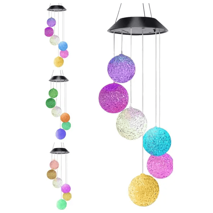 Hanging Wind Chimes Solar Powered LED Light Colour Changing Garden Outdoor Decor – view 1
