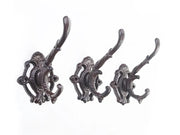 Loveliving Furniture Cast Iron Wall Mounted Coat Hooks (Set of 3) Cast Iron Wall Mounted Coat Hooks (Set of 3)
