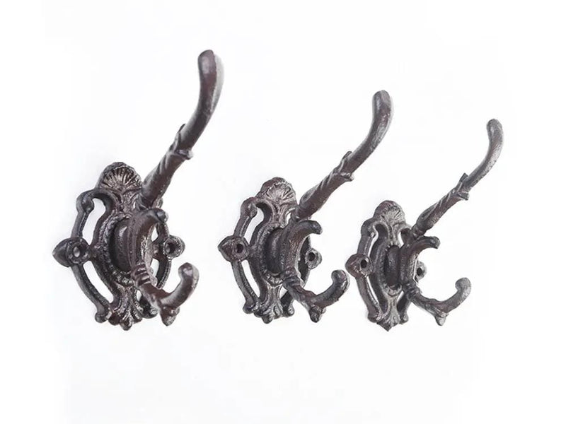 Loveliving Furniture Cast Iron Wall Mounted Coat Hooks (Set of 3) Cast Iron Wall Mounted Coat Hooks (Set of 3)