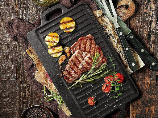 Loveliving Cast Iron Reversible Cast Iron Grill Griddle Grill Plate Reversible Cast Iron Grill and Griddle Plate for Stove