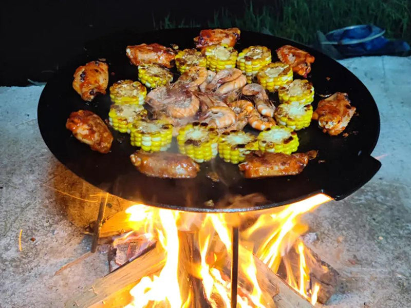 Loveliving Cast Iron Outdoor Camping Barbecue Rack Cast Iron Grill Pan Outdoor Cast Iron BBQ Grill Pan For Camping