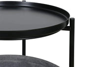 Loveliving Side Table with Storage Basket- Black Side Table with Storage Basket- Black