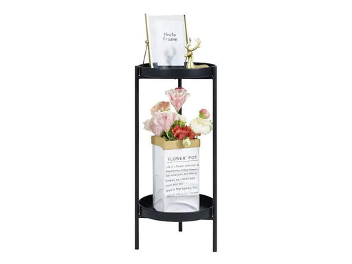Loveliving Furniture 2 Tier Tall Metal Flower Plants Pot Holder-black-M 2 Tier Tall Metal Flower Plants Pot Holder-black-M