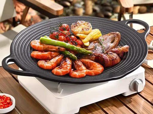 Loveliving Cast Iron Cast iron Grill Plate-35cm Cast Iron Grill Plate 35cm Preseasoned Griddle