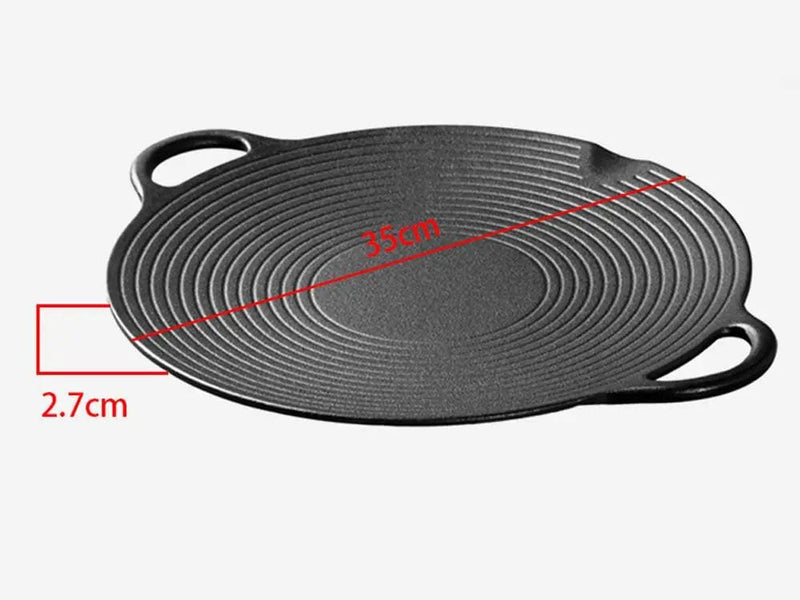 Loveliving Cast Iron Cast iron Grill Plate-35cm Cast Iron Grill Plate 35cm Preseasoned Griddle