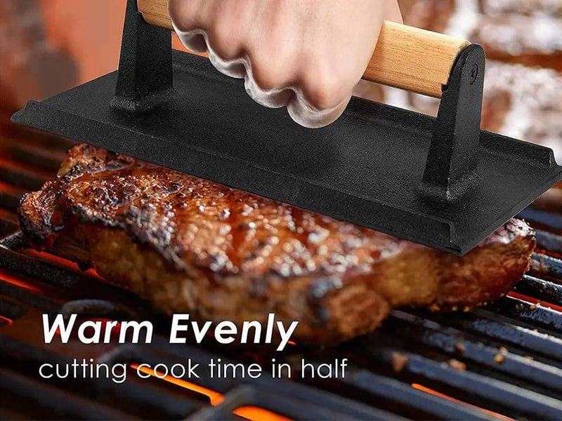 Loveliving Cast Iron Grill Press Loveliving Cast Iron Grill Press For Juicy Meats