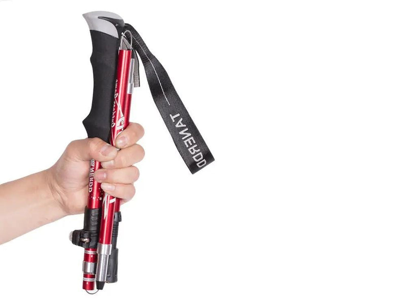 Loveliving Portable 5-Section Hiking Sticks -Red/110CM Ultra Light Telescopic Hiking Pole 7075 Aluminum Red