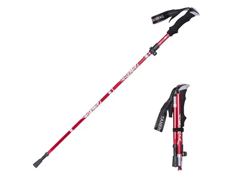 Loveliving Portable 5-Section Hiking Sticks -Red/110CM Ultra Light Telescopic Hiking Pole 7075 Aluminum Red