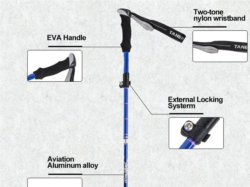 Loveliving Outdoor & Camping Portable 5-Section Hiking Sticks-Blue/130CM Portable 5-Section Hiking Sticks-Blue/130CM