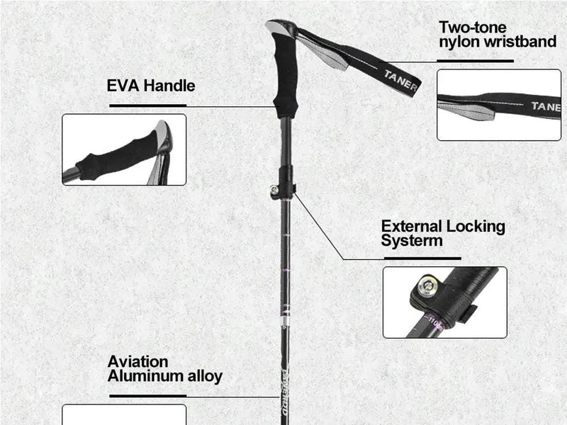 Loveliving Portable 5-Section Hiking Sticks-Black/130CM Ultra Light Telescopic Hiking Stick 130cm Five Section