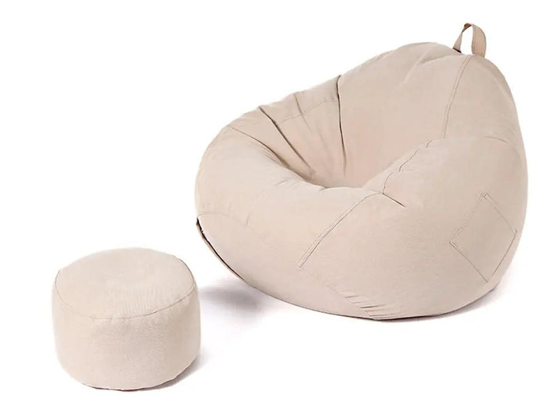 Loveliving Bean Bag Bean Bag Chair with Footstool- Khaki Bean Bag Chair with Footstool- Khaki